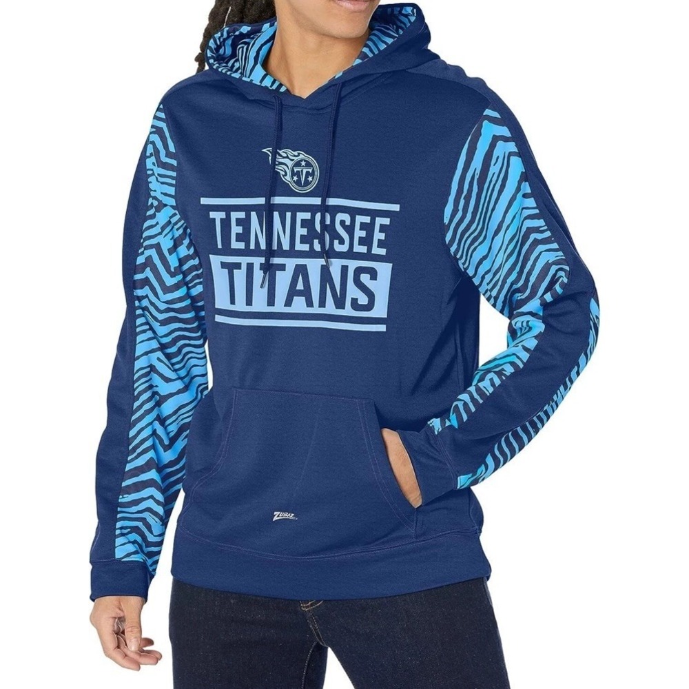 Zubaz NFL Men's Tennessee Titans Lightweight Polyester Hoodie Zebra Accents XXL